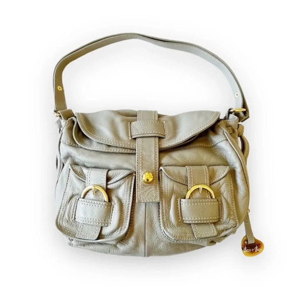 Barr + Barr New York Gray Leather Flap Satchel Hobo Bag Slouch Buttery Purse NYC